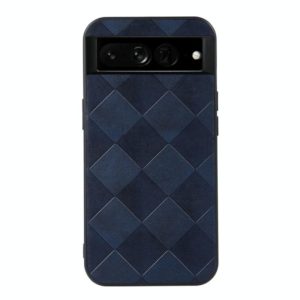 For Google Pixel 7 Pro 5G Weave Plaid PU Phone Case(Blue) (OEM)