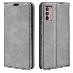 For Motorola Moto G42 Retro-skin Magnetic Suction Leather Phone Case(Grey) (OEM)