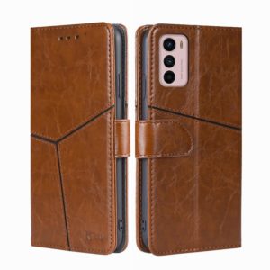 For Motorola Moto G42 4G Geometric Stitching Horizontal Flip Leather Phone Case(Light Brown) (OEM)