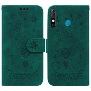 For Infinix Hot 8 X650 CC7 Butterfly Rose Embossed Leather Phone Case(Green) (OEM)