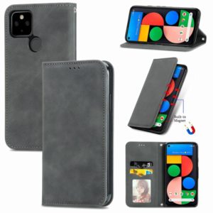 For Google Pixel 5a 5G Retro Skin Feel Business Magnetic Horizontal Flip Leather Case with Holder & Card Slots & Wallet & Photo Frame(Gray) (OEM)