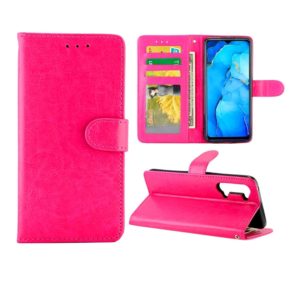 For OPPO Reno3 Crazy Horse Texture Leather Horizontal Flip Protective Case with Holder & Card Slots & Wallet & Photo Frame(Magenta) (OEM)