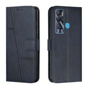 For Tecno Pova Neo Stitching Calf Texture Buckle Leather Phone Case(Blue) (OEM)