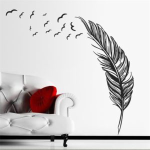 PVC Feather Creative Home Bedroom Sofa Background Wall Sticker(Right) (OEM)