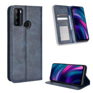 For BLU G51 Plus Magnetic Buckle Retro Texture Leather Phone Case(Blue) (OEM)