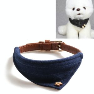 Dog Collars Pet PU Triangle Collars, Specification: 1.3x34cm(Blue) (OEM)