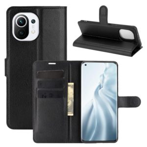 For Xiaomi Mi 11 Litchi Texture Horizontal Flip Protective Case with Holder & Card Slots & Wallet(Black) (OEM)