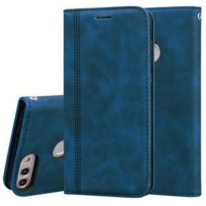 For Huawei P Smart / Enjoy 7S Frosted Business Magnetic Horizontal Flip PU Leather Case with Holder & Card Slot & Lanyard(Blue) (OEM)