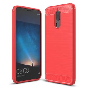 For Huawei Mate 10 Lite Brushed Carbon Fiber Texture TPU Shockproof Anti-slip Soft Protective Back Cover Case(Red) (OEM)