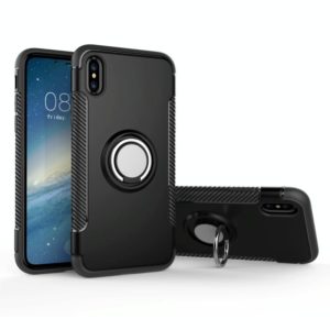 For iPhone X / XS Magnetic 360 Degree Rotation Ring Armor Protective Case(Black) (OEM)