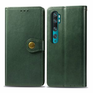 For Xiaomi Mi Note10 Pro Retro Solid Color Leather Buckle Mobile Phone Protection Leather Case with Photo Frame & Card Slot & Wallet & Bracket Function(Green) (OEM)
