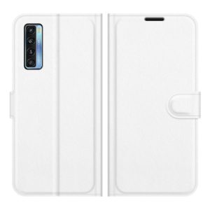 For TCL 20S / 20 5G / 20L Litchi Texture Horizontal Flip Protective Case with Holder & Card Slots & Wallet(White) (OEM)