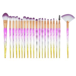 20 in 1 Diamond Handle Eye Brush Multi-functional Makeup Brush, Pink+Blue Handle and Purple Brush (OEM)