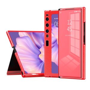 For Huawei Mate Xs 2 Side Frame Stick Leather Magnetic Phone Case(Litchi Texture Red) (OEM)