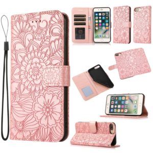 Skin Feel Embossed Sunflower Horizontal Flip Leather Case with Holder & Card Slots & Wallet & Lanyard For iPhone 6 Plus / 6s Plus(Rose gold) (OEM)