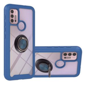 For Motorola Moto E7 Power Starry Sky Solid Color Series Shockproof PC + TPU Protective Case with Ring Holder & Magnetic Function(Blue) (OEM)