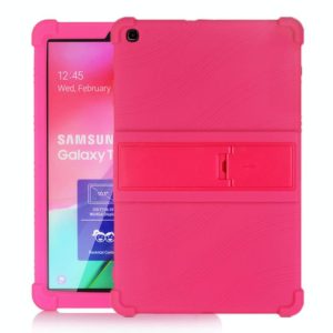 For Galaxy Tab A 10.1 (2019) T510 Tablet PC Silicone Protective Case with Invisible Bracket(Rose Red) (OEM)