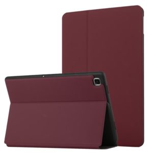 For Samsung Galaxy Tab A7 10.4 T500 Dual-Folding Horizontal Flip Tablet Leather Case with Holder & Sleep / Wake-up Function(Wine Red) (OEM)