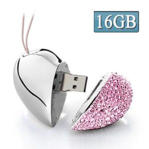 Heart Shaped Diamond Jewelry USB Flash Disk, Special for Valentines Day Gifts (16GB)(Pink) (OEM)