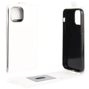 For iPhone 12 / 12 Pro R64 Texture Single Vertical Flip Leather Protective Case with Card Slots & Photo Frame(White) (OEM)