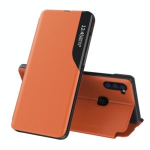 For Galaxy M11/A11 E.U Version Attraction Flip Holder Leather Phone Case(Orange) (OEM)
