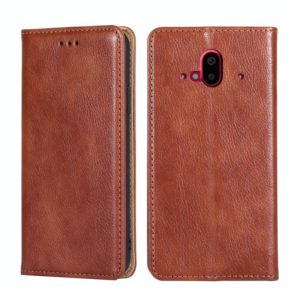 For Fujitsu Arrows F-52B Pure Color Magnetic Leather Phone Case(Brown) (OEM)