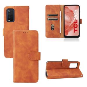 For TCL 205 Skin Feel Magnetic Buckle Leather Phone Case(Brown) (OEM)