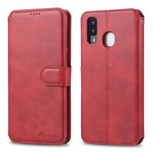 For Galaxy A30 / A20 AZNS Calf Texture Magnetic Horizontal Flip PU Leather Case with Holder & Card Slots & Photo Frame(Red) (AZNS) (OEM)