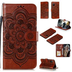 For Huawei Honor 30S Mandala Embossing Pattern Horizontal Flip PU Leather Case with Holder & Card Slots & Walle & Lanyard(Brown) (OEM)