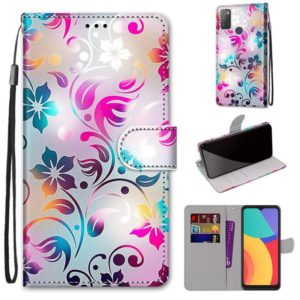 For Alcatel 3L 2021 Coloured Drawing Cross Texture Horizontal Flip PU Leather Case with Holder & Card Slots & Wallet & Lanyard(Gradient Colorful Flower) (OEM)