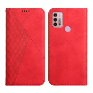 For Motorola Moto G30 / G10 Diamond Pattern Splicing Skin Feel Magnetic Horizontal Flip Leather Case with Card Slots & Holder & Wallet(Red) (OEM)