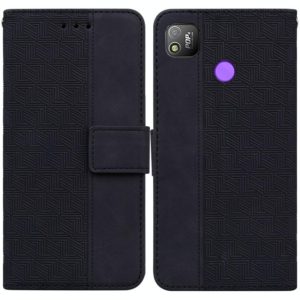 For Tecno Pop 4 Geometric Embossed Leather Phone Case(Black) (OEM)