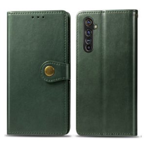 For OPPO Realme X50 Pro Retro Solid Color Leather Buckle Phone Case with Lanyard & Photo Frame & Card Slot & Wallet & Stand Function(Green) (OEM)