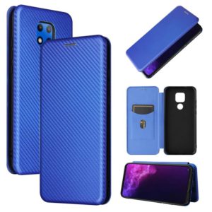 For Motorola Moto G Play (2021) Carbon Fiber Texture Horizontal Flip TPU + PC + PU Leather Case with Card Slot(Blue) (OEM)