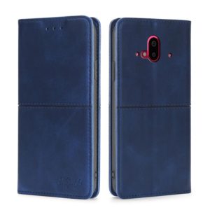 For Fujitsu Arrows F-52B Cow Texture Magnetic Horizontal Flip Leather Phone Case(Blue) (OEM)