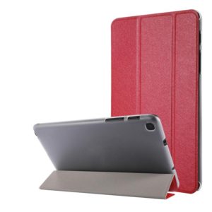 Silk Texture Three-fold Horizontal Flip Leather Case with Holder For Samsung Galaxy Tab A7 Lite 8.7 T220 / T225(Red) (OEM)