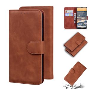 For Nokia 5.3 Skin Feel Pure Color Flip Leather Phone Case(Brown) (OEM)