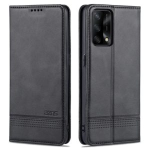 For OPPO A74 4G / F19 AZNS Magnetic Calf Texture Horizontal Flip Leather Case with Card Slots & Holder & Wallet(Black) (AZNS) (OEM)
