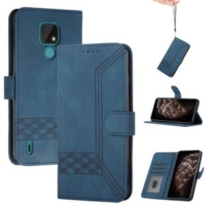 For Motorola Moto E7 Cubic Skin Feel Flip Leather Phone Case(RoyalBlue) (OEM)