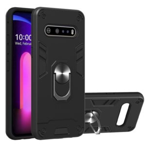 For LG V60 ThinQ 5G 2 in 1 Armour Series PC + TPU Protective Case with Ring Holder(Black) (OEM)