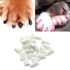 20 PCS Silicone Soft Cat Nail Caps / Cat Paw Claw / Pet Nail Protector/Cat Nail Cover, Size:L(White) (OEM)