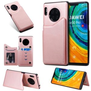 For Huawei Mate30 Pro Solid Color Calf Texture Shockproof Protective Case with Card Slots & Photo Frame(Rose Gold) (OEM)