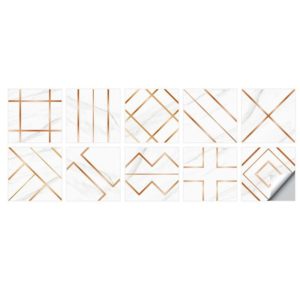 Geometric Pattern Staircase Wall Tile Sticker Kitchen Stove Water And Oil Proof Stickers, Specification: M: 15x15cm(HT-011 Copper) (OEM)