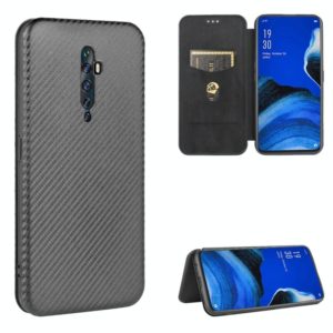 For OPPO Reno2 Z / F Carbon Fiber Texture Horizontal Flip TPU + PC + PU Leather Case with Card Slot(Black) (OEM)