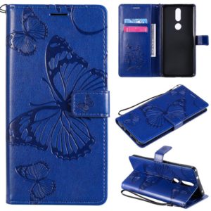 For Nokia 2.4 3D Butterflies Embossing Pattern Horizontal Flip Leather Case with Holder & Card Slot & Wallet(Blue) (OEM)