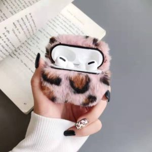 For Apple AirPods Pro Plush Bluetooth Headphone Protective Case(Leopard Pink) (OEM)