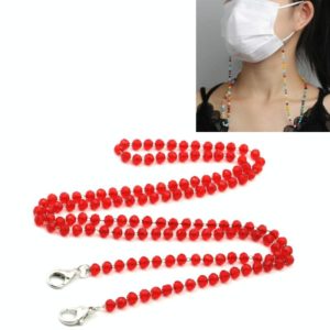 Mask Lanyard Handmade Crystal Bead Chain Anti-Drop Hanging Glasses Chain, Color:Red (OEM)