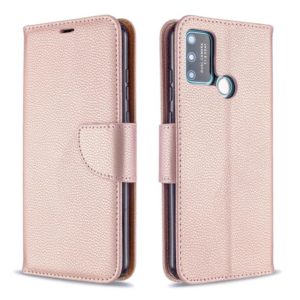 For Huawei Honor 9A Litchi Texture Pure Color Horizontal Flip PU Leather Case with Holder & Card Slots & Wallet & Lanyard(Rose Gold) (OEM)
