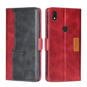 For Alcatel Axel/Lumos Contrast Color Side Buckle Leather Phone Case(Red + Black) (OEM)