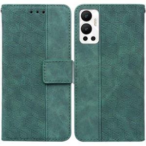 For Infinix Hot 12 Geometric Embossed Leather Phone Case(Green) (OEM)